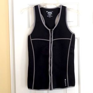 NWOT Women’s neoprene slimming vest.  Size M.  Black with gray trim. By SaunaFX.